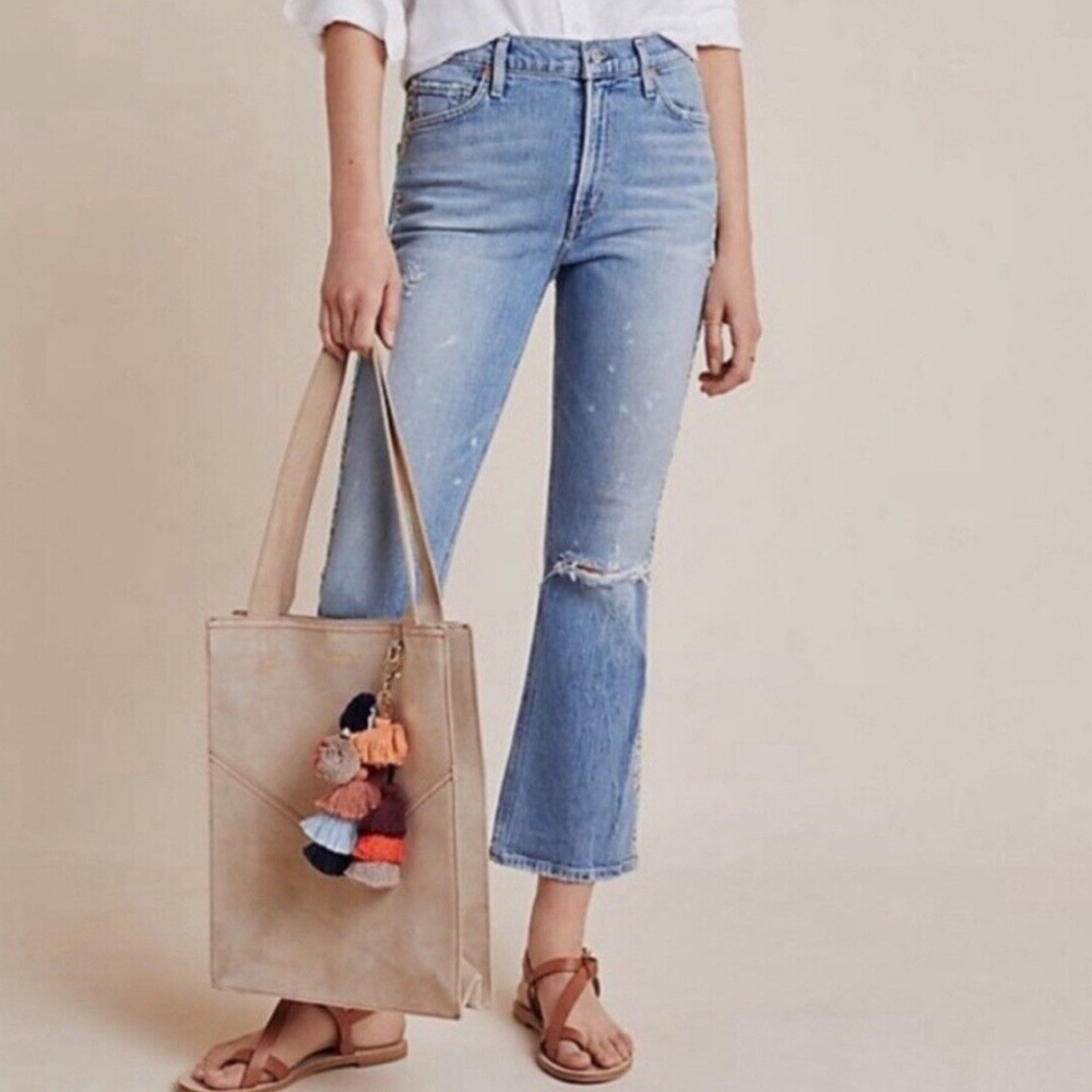 Citizens of Humanity Blue Jeans with Floral Trim